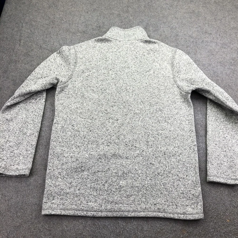 Eddie Bauer Sweater Mens Medium Gray Fleece 1/4 Zip Mock Neck Pullover Pockets